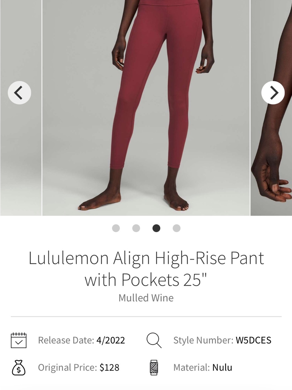 lululemon athletica Align High-Rise Pant with Pockets 25" - Mulled Wine-see pics